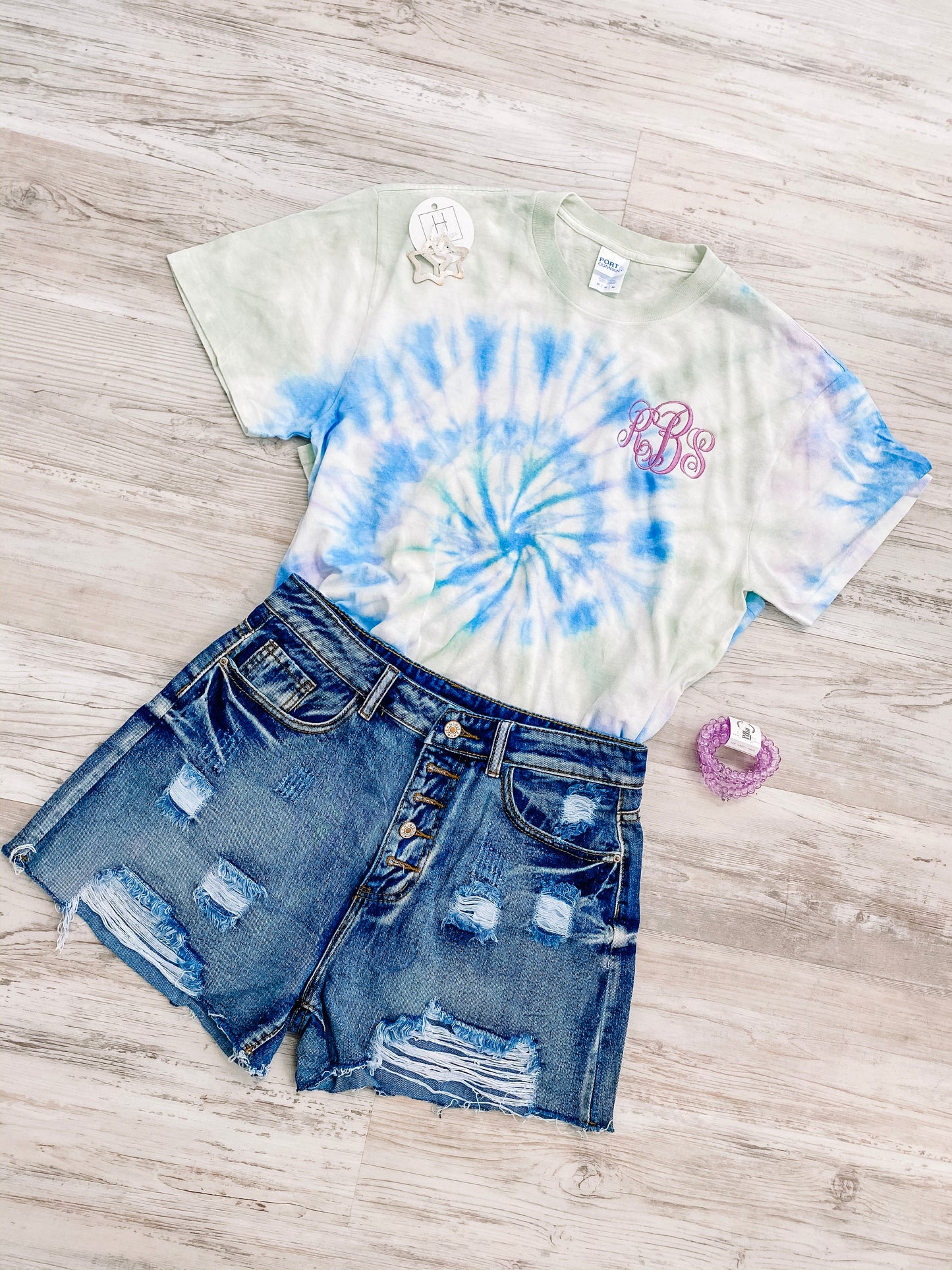Monogrammed Tie Dye Tee - Watercolor Spiral - Southern Grace Creations