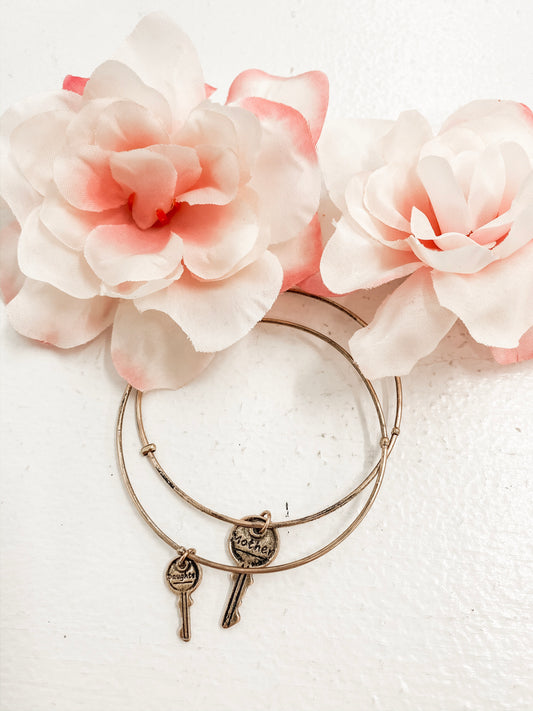 Mother and Daughter Key Bracelets in Gold - Southern Grace Creations