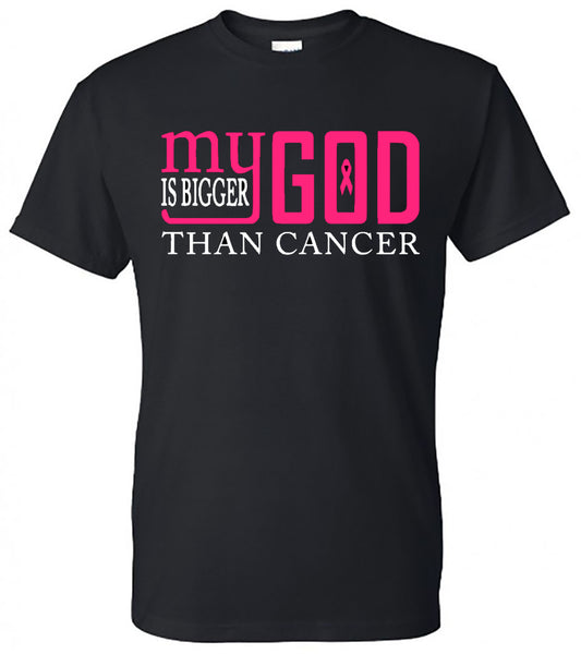 My God Is Bigger Than Cancer - Black Short-Sleeve Tee - Southern Grace Creations