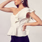 ONE SHOULDER RUFFLE PEPLUM TOP - Southern Grace Creations