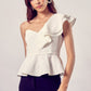 ONE SHOULDER RUFFLE PEPLUM TOP - Southern Grace Creations