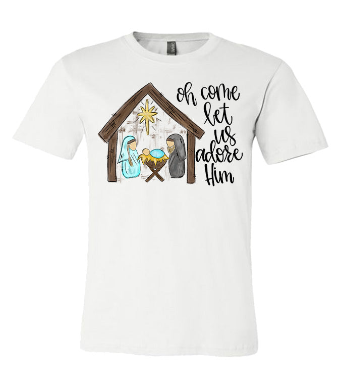 Oh Come Let Us Adore Him Tee - Southern Grace Creations