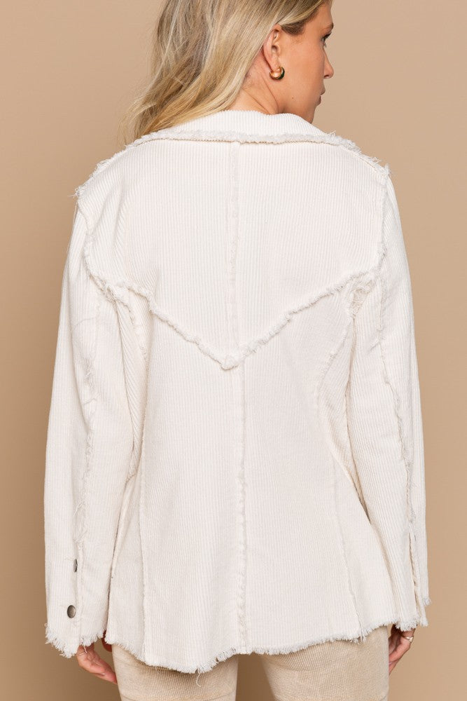 Oversized Corduroy Blazer - Beige - Southern Grace Creations