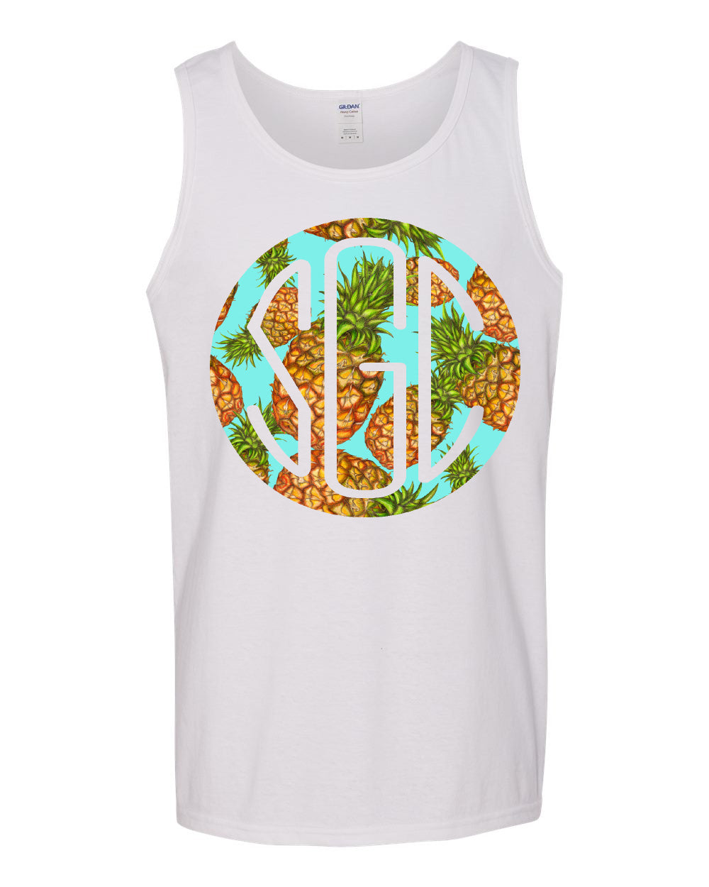 PINEAPPLE ROUND MONOGRAM PRINTED SHIRT - Southern Grace Creations