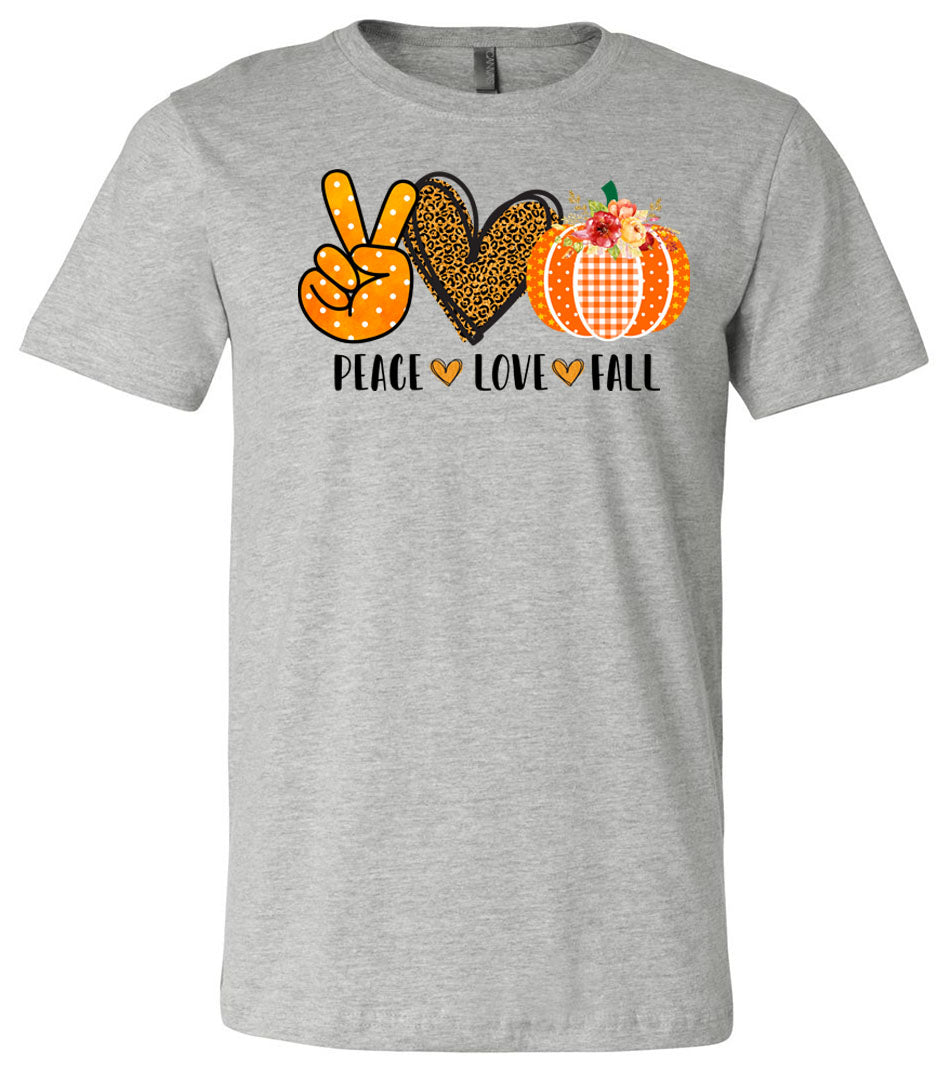 Peace Love Fall - Athletic Heather Short/Long Sleeve Tee - Southern Grace Creations
