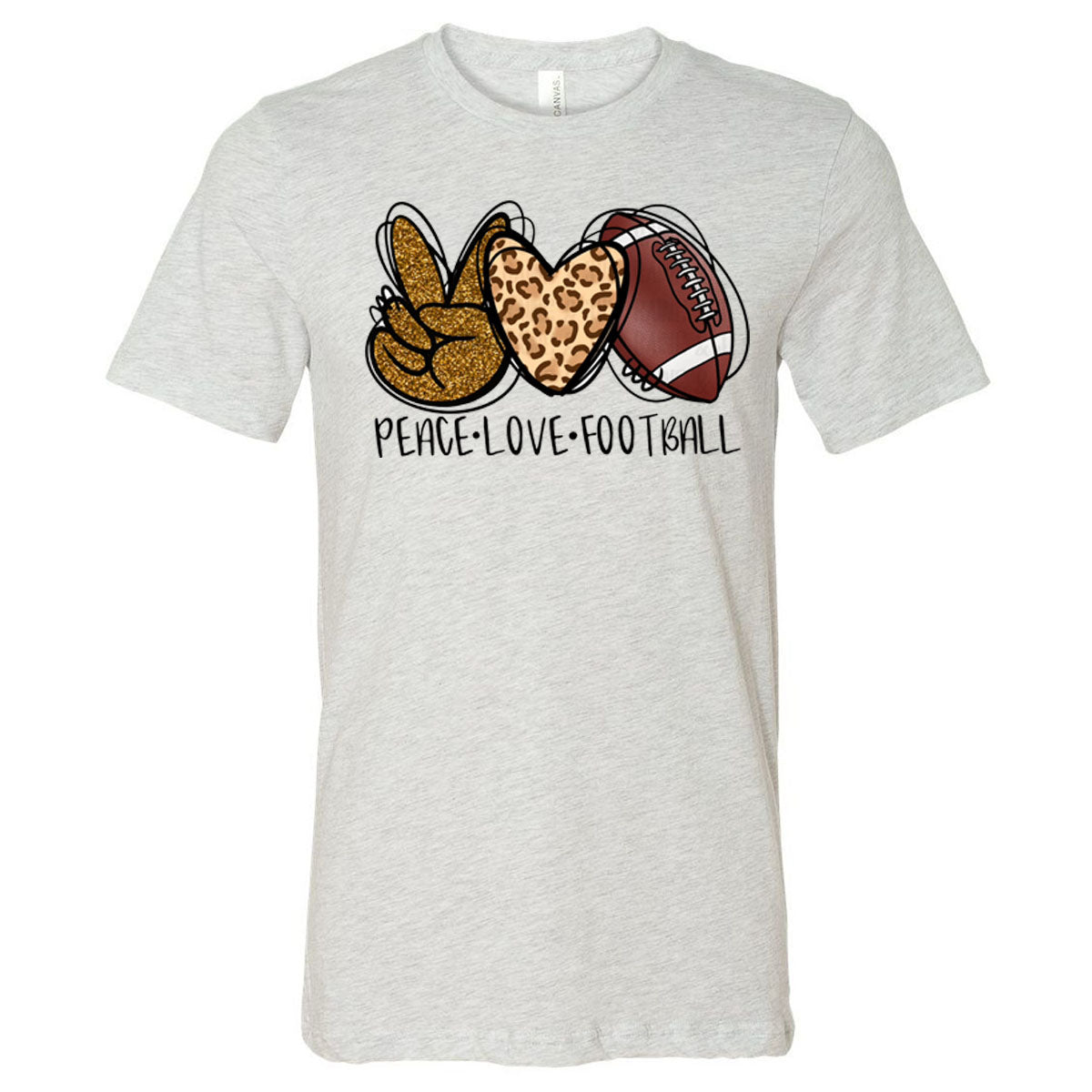 Peace Love Football - Ash (Tee/Hoodie/Sweatshirt) - Southern Grace Creations