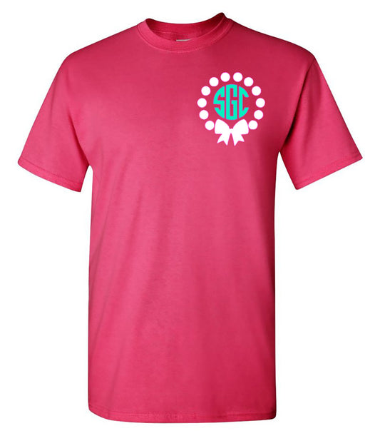 Pearls & Bow Monogram Tee - Southern Grace Creations