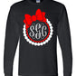 Pearls and Bow Monogram - Black Tee - Southern Grace Creations