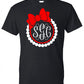 Pearls and Bow Monogram - Black Tee - Southern Grace Creations