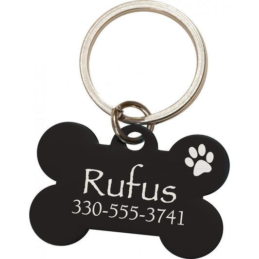 Personalized Bone Dog Tag - Black (Engravable) - Southern Grace Creations