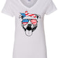 Pitbull with Flag Bandana & Glasses Tee - Southern Grace Creations