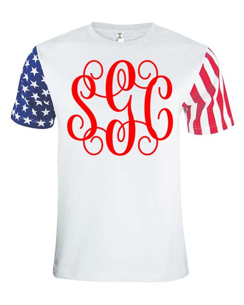 Proud American Monogram Tee - Southern Grace Creations