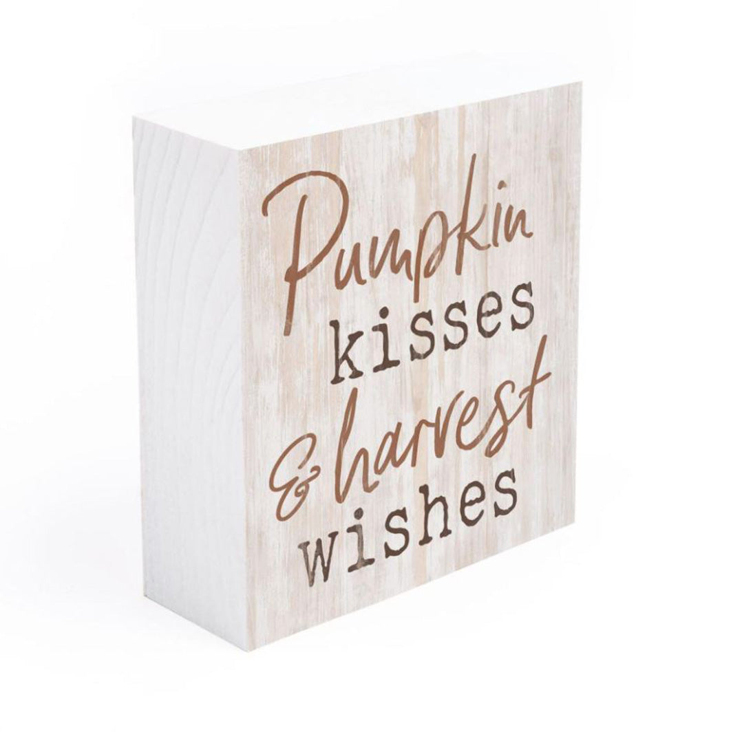 Pumpkin Kisses & Harvest Wishes Word Block - Southern Grace Creations