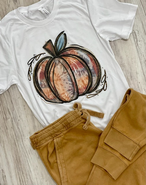 Pumpkin Tie dye tee SET with Vintage wash joggers - Southern Grace Creations