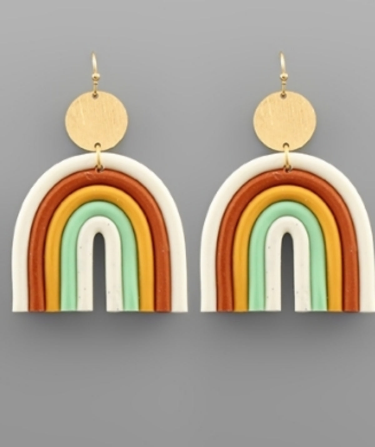 Rainbow Clay & Disk Earrings - Southern Grace Creations
