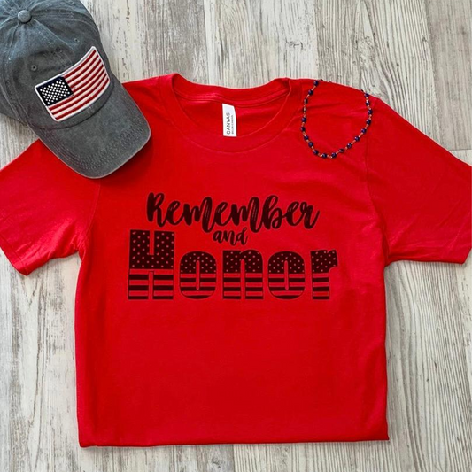 Remember and Honor Tee - Red - Southern Grace Creations