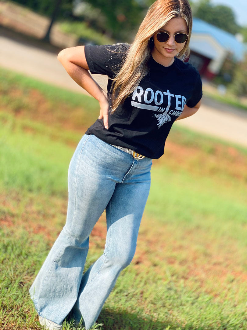 Rooted In Christ Tee - Black - Southern Grace Creations