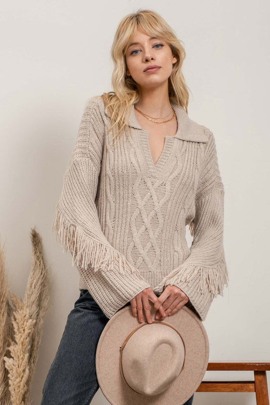 Sabrina Fringe Sweater - Southern Grace Creations