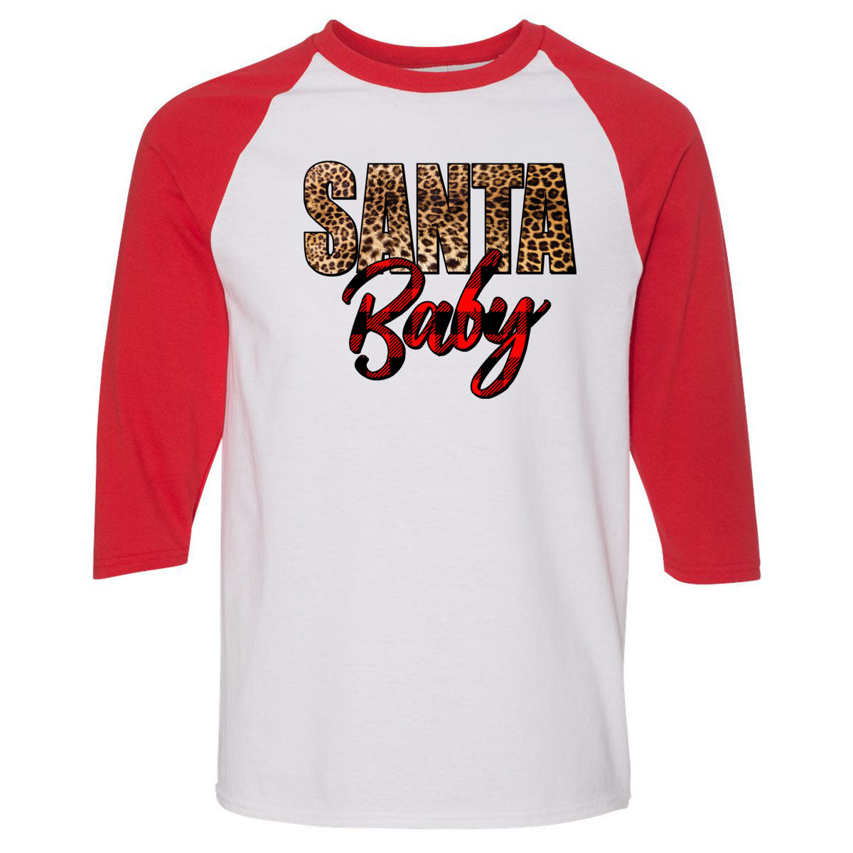 Santa Baby Leopard Plaid Tee - Southern Grace Creations