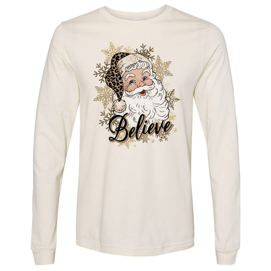 Santa Gold Believe - Natural Short/Long Sleeve Tee - Southern Grace Creations