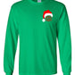 Santa Hat Monogram (Left Chest) - Kelly Green Long Sleeves Tee - Southern Grace Creations