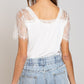 Scallop Trim Lace Short Sleeve Top - Southern Grace Creations
