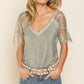 Scallop Trim Lace Short Sleeve Top - Southern Grace Creations