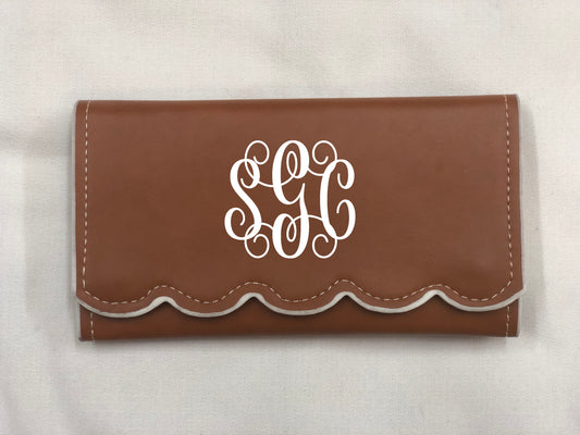 Scalloped Wallet - Light Brown - Southern Grace Creations