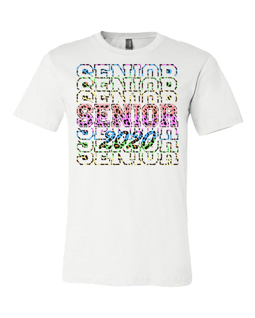 Senior Class of 2020 Neon Leopard - White Tee - Southern Grace Creations