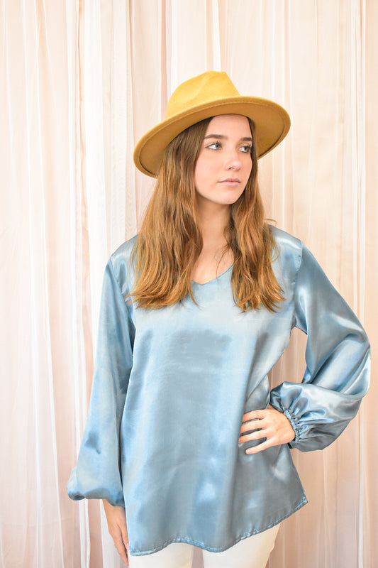 Shine Bright Blouse-Baby Blue - Southern Grace Creations