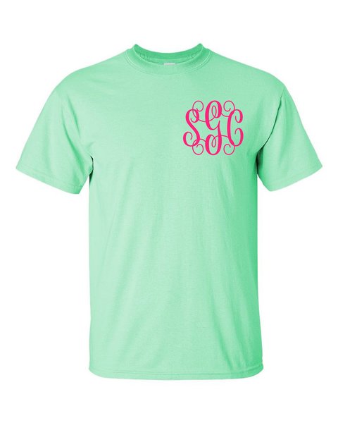 Short Sleeve Monogram Tee (Left Chest) - Southern Grace Creations