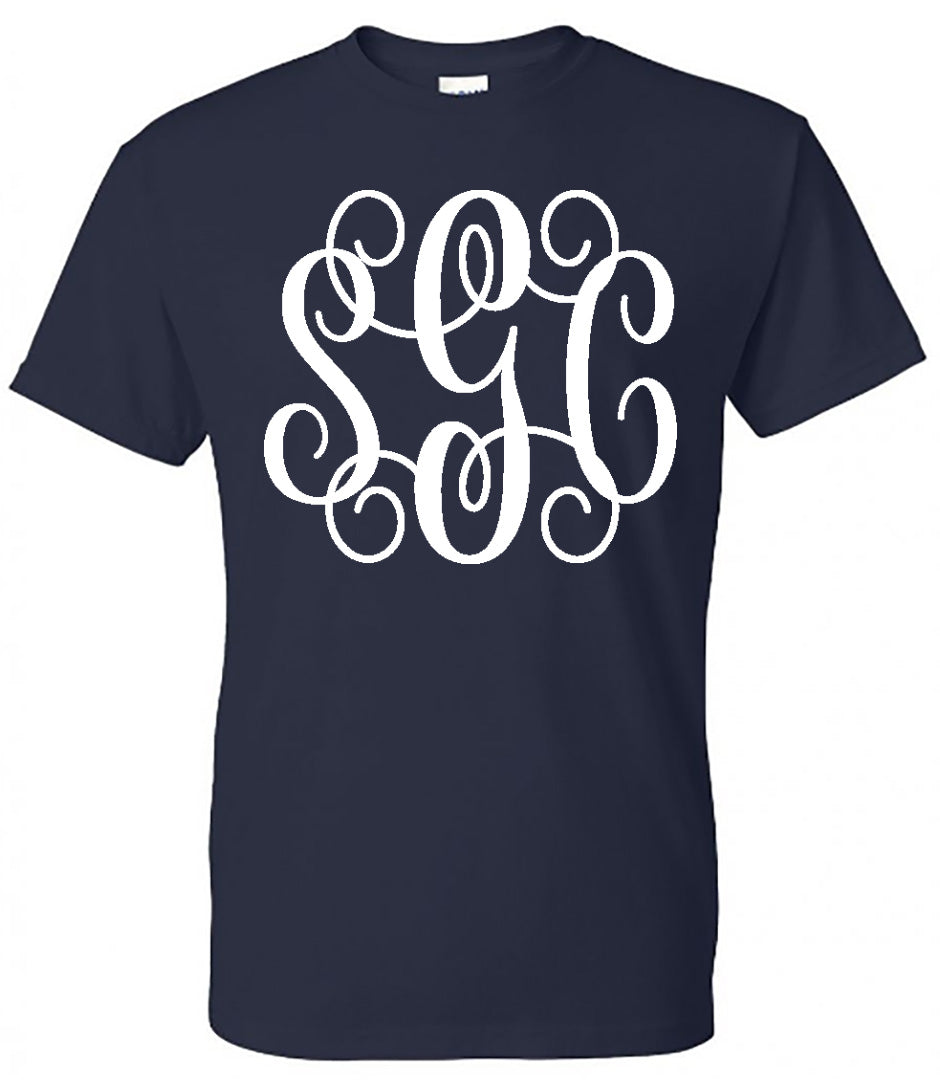 Short Sleeve Tee with Big Monogram - Southern Grace Creations