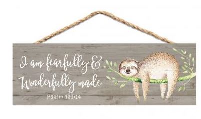 Slat Hanging Sign-I am Fearfully & Wonderfully Made - Southern Grace Creations