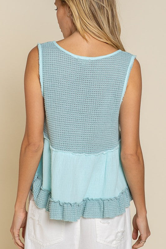 Sleeveless V neck Mini Babydoll Tank Top - Southern Grace Creations