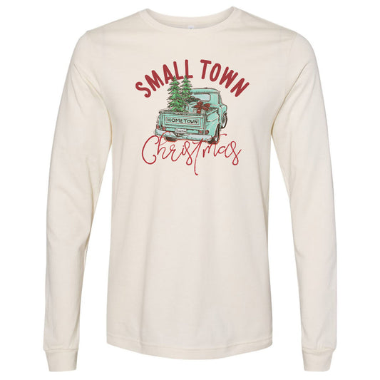 Small Town Christmas - Natural Short/Long Sleeve Tee - Southern Grace Creations