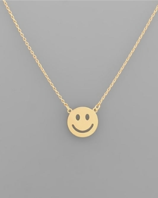 Smiley Face Necklace-Gold - Southern Grace Creations