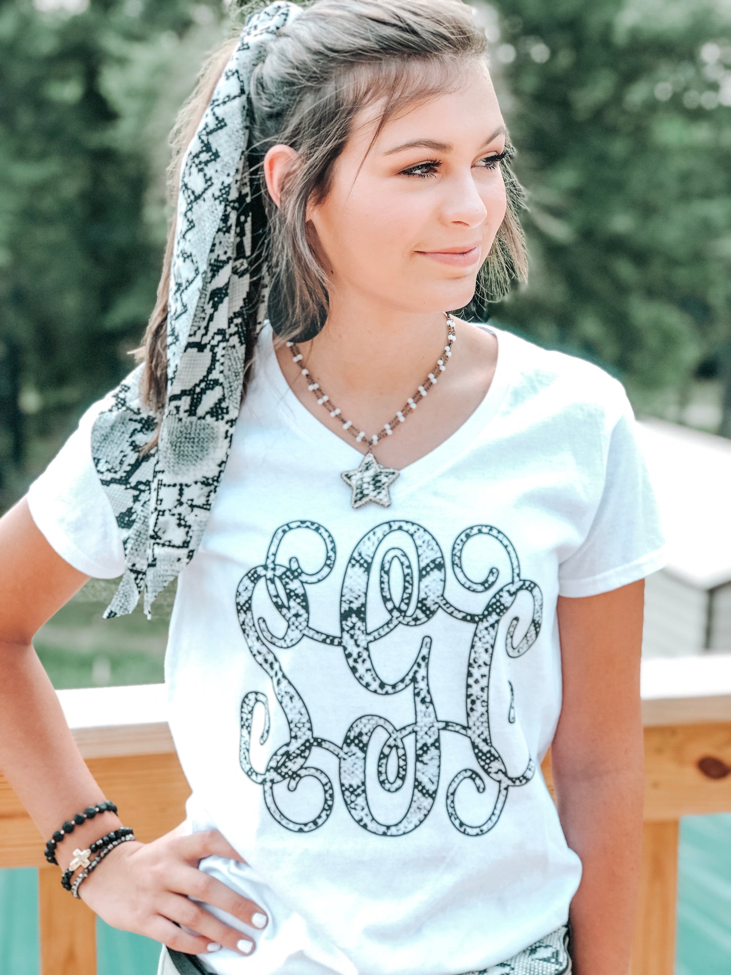 Snake Print Monogram Shirt - Southern Grace Creations