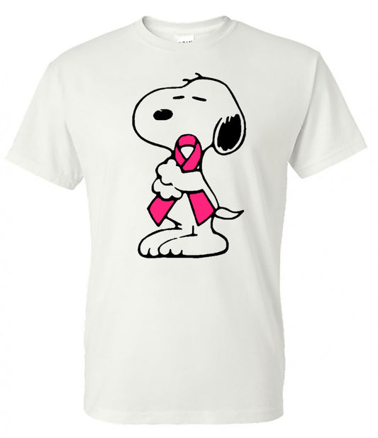 Snoopy Breast Cancer - White Short-Sleeve Tee - Southern Grace Creations