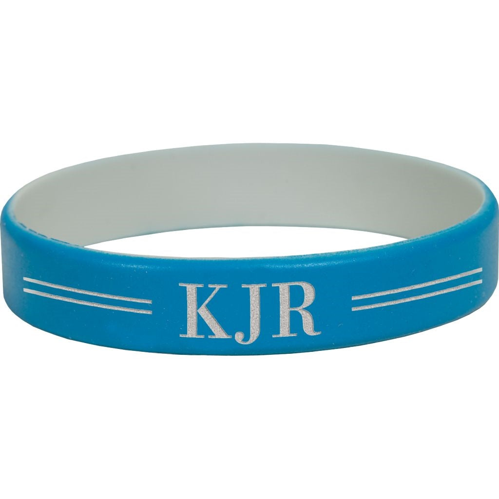 Soft to the touch BLUE & GREY SILICONE WRISTBAND - Engravable (ZSCB01) - Southern Grace Creations