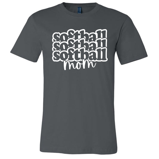 Softball Softball Softball Mom - Asphalt Dark Grey (Tee/Hoodie/Sweatshirt) - Southern Grace Creations