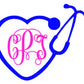 Stethoscope Monogram Decal - Southern Grace Creations