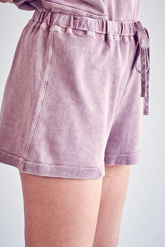 Stone Washed Shorts - Dusty Mauve - Southern Grace Creations