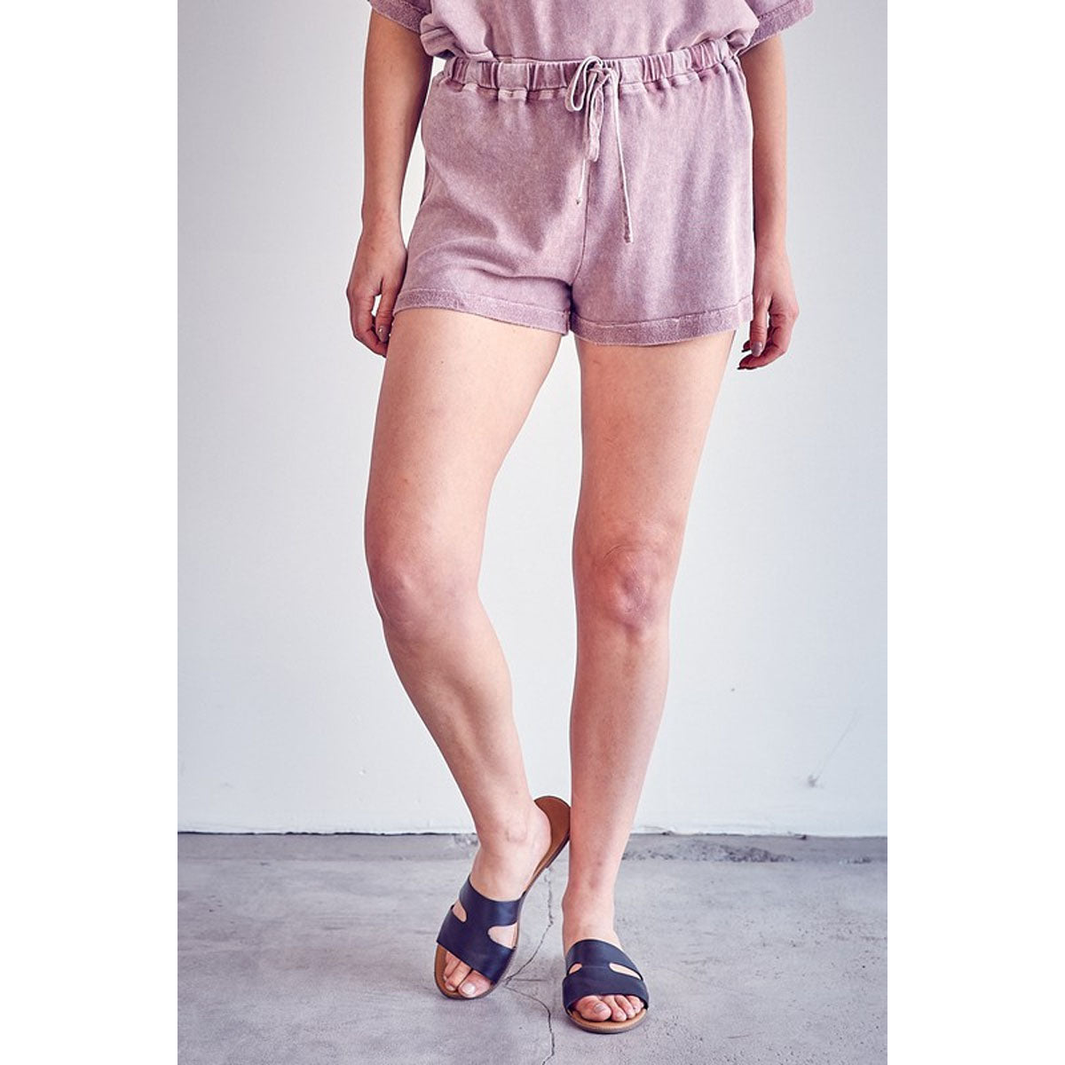 Stone Washed Shorts - Dusty Mauve - Southern Grace Creations