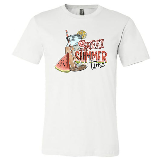 Sweet Summer Time - White Short Sleeves Tee - Southern Grace Creations