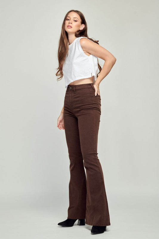 Sydney Flare Pants-Brown - Southern Grace Creations