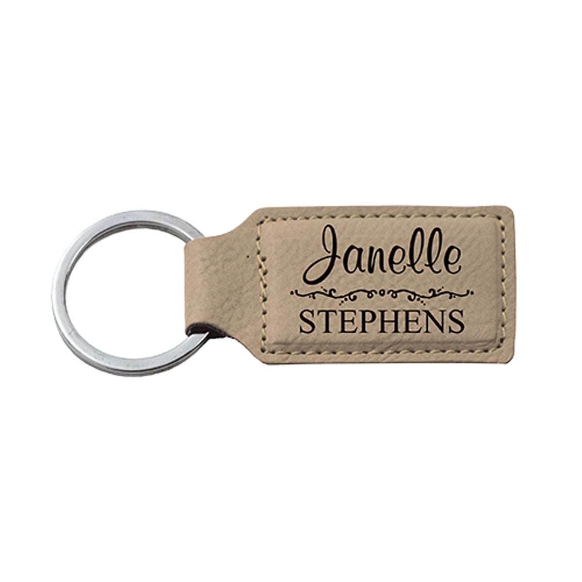 TAN FAUX LEATHER KEYCHAIN - ENGRAVABLE - Southern Grace Creations