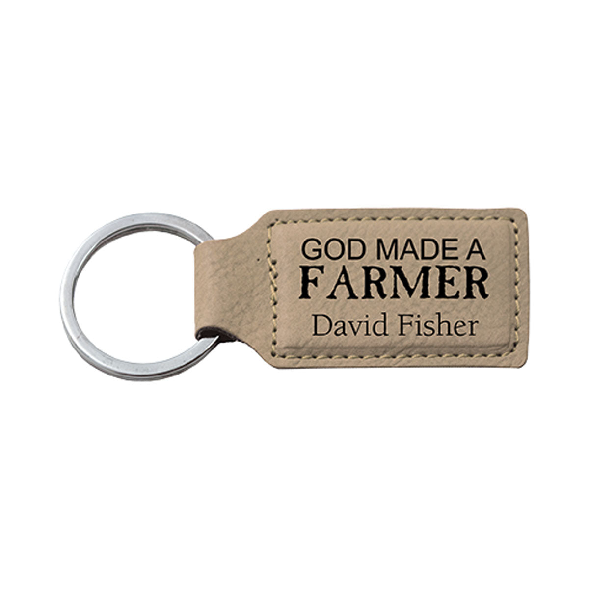 TAN FAUX LEATHER KEYCHAIN - ENGRAVABLE - Southern Grace Creations