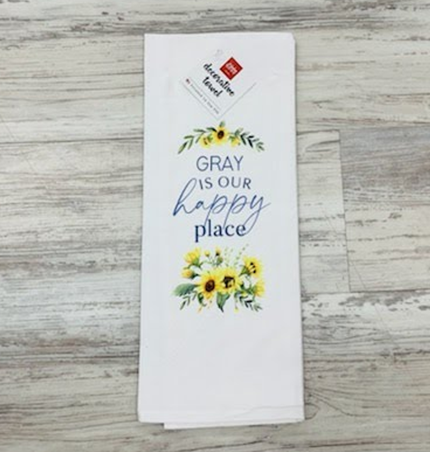TEA TOWEL - GRAY IS OUR HAPPY PLACE - Southern Grace Creations