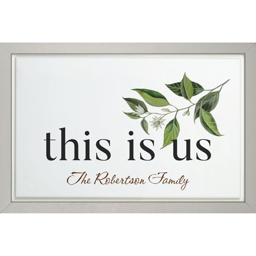 THIS IS US FRAMED SIGN WITH LEAVES (Engravable) - Southern Grace Creations