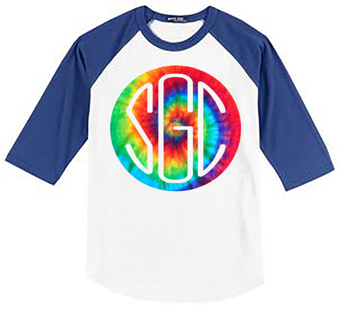 TIE DYE RAINBOW ROUND MONOGRAM SHIRT - Southern Grace Creations